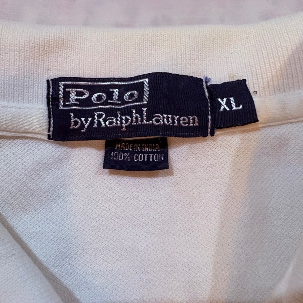 Polo Ralph Lauren Mens XL White Pique Short Sleeve Embroidered Pony Polo Shirt - Picture 4 of 6